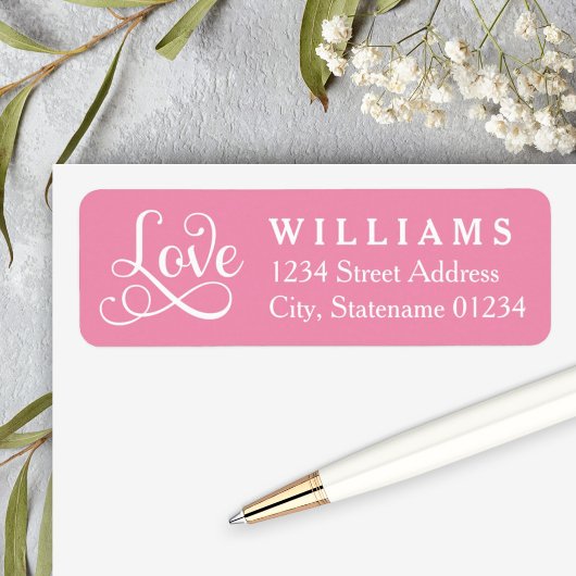 Roze Liefde Script Huwelijk Retouradres Etiket