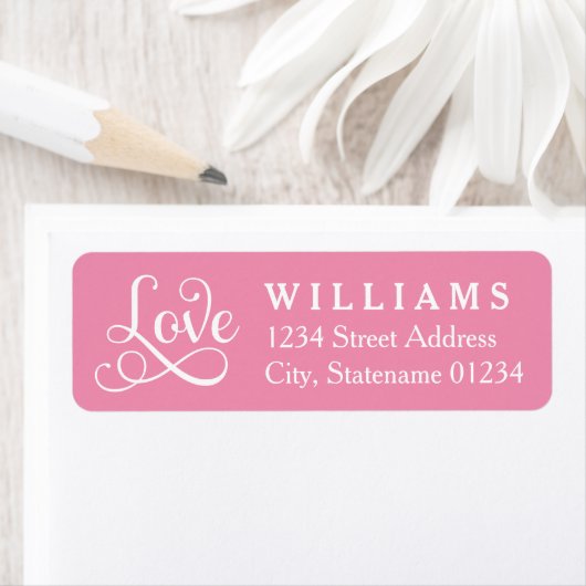 Roze Liefde Script Huwelijk Retouradres Etiket (Insitu)