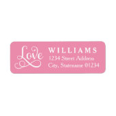 Roze Liefde Script Huwelijk Retouradres Etiket (Voorkant)