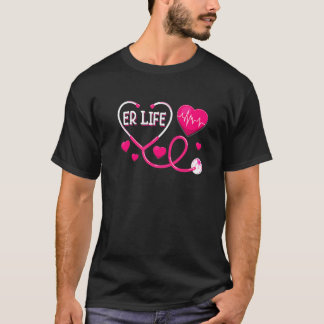 Roze Liefde SEH Leven Hartslag Dokter Verpleegster T-shirt