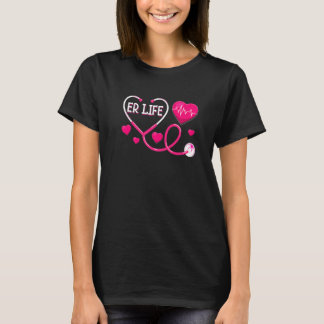 Roze Liefde SEH Leven Hartslag Dokter Verpleegster T-shirt