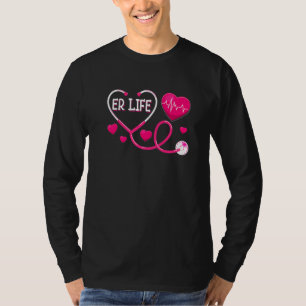 Roze Liefde SEH Leven Hartslag Dokter Verpleegster T-shirt