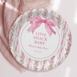 Roze Liefde Shack Baby shower Tafel Papieren Bordje