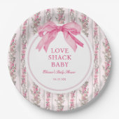 Roze Liefde Shack Baby shower Tafel Papieren Bordje (Voorkant)