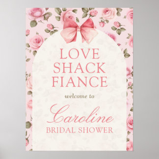 roze liefde shack verloofde Vrijgezellenfeest Poster