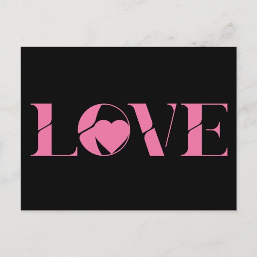 Roze Liefde Tekst Valentijnsdag Briefkaart (Voorkant)