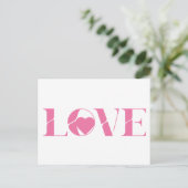Roze Liefde Tekst Valentijnsdag Briefkaart (Staand voorkant)