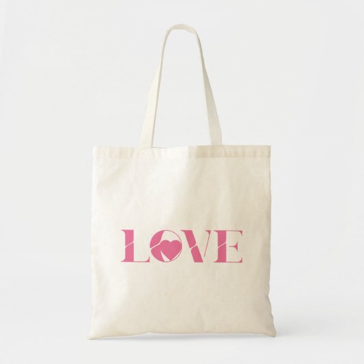 Roze Liefde Tekst Valentijnsdag Tote Bag (Voorkant)