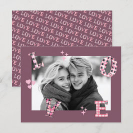 Roze LIEFDE Valentijnsdag Custom Foto's Briefkaart