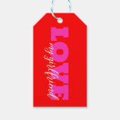 Roze LIEFDE ( voeg jouw tekst toe) Neon Red Valent Cadeaulabel (Voorkant)