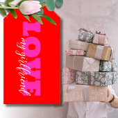 Roze LIEFDE ( voeg jouw tekst toe) Neon Red Valent Cadeaulabel