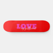 Roze LIEFDE ( voeg jouw tekst toe) Neon Red Valent Persoonlijk Skateboard (Horizontaal)