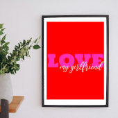 Roze LIEFDE ( voeg jouw tekst toe) Neon Red Valent Poster