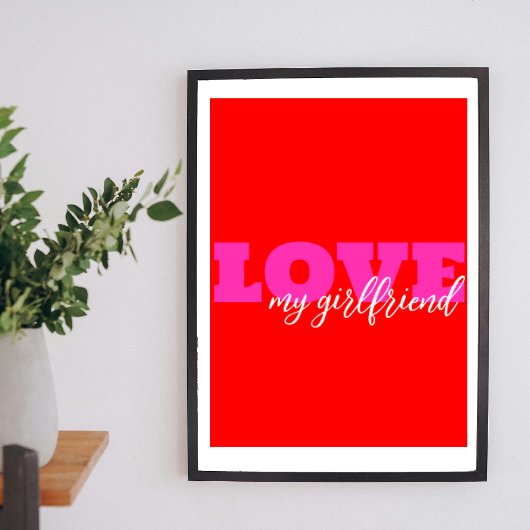 Roze LIEFDE ( voeg jouw tekst toe) Neon Red Valent Poster