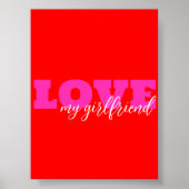 Roze LIEFDE ( voeg jouw tekst toe) Neon Red Valent Poster (Voorkant)