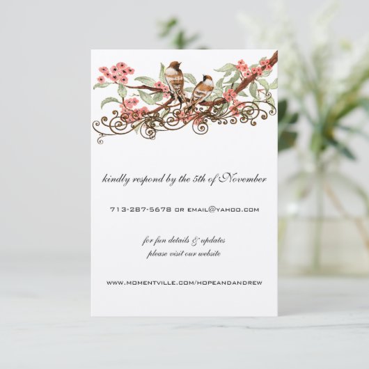 Roze Liefde Vogel  Behuizing Website Kaarten (Staand voorkant)