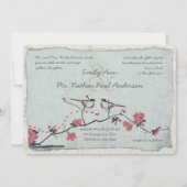  roze liefde vogelkerry Blossom Wedding Kaart (Voorkant)