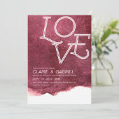 Roze liefde voor moderne, eenvoudige bruiloft kaart (Staand voorkant)