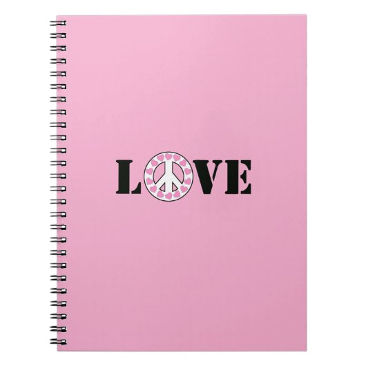 Roze Liefde Vrede Harten Chic Notitieboek (Voorkant)