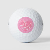 Roze liefde wint altijd hartgoudzalen golfballen (Voorkant)