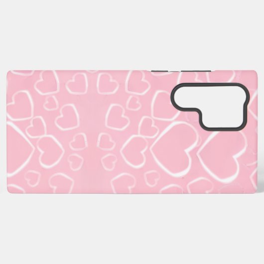 Roze Liefde Witte Harten - Telefoon Case Samsung Galaxy Hoesje (Achterkant horizontaal)