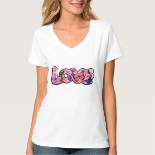 Roze Liefde Woord & Vlinders T-shirt