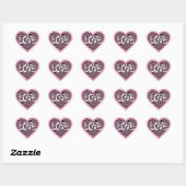 Roze LIEFDE zwart wit gestreept hart modern Hart Sticker (Vel)