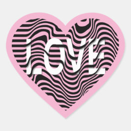 Roze LIEFDE zwart wit gestreept hart modern Sticker