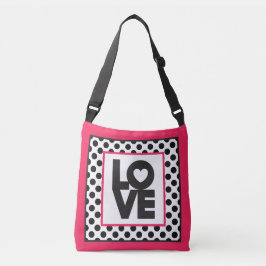 Roze liefde zwarte Stippen Crossbody Tas