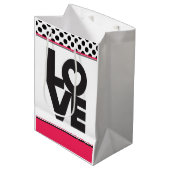 Roze Liefde Zwarte Stippen Gift Bag Medium Cadeauzakje (Voorkant Gekanteld)
