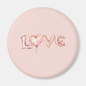 Roze Liefdes Hart Ballon Magneet (Voorkant)