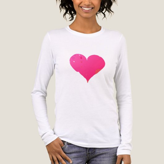Roze Liefdes Hart Vorm Tri-Blend Shirt (Voorkant volledig)