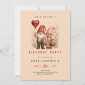 Roze Liefdes Kabouter Verjaardagsfeestje Kaart (Voorkant)