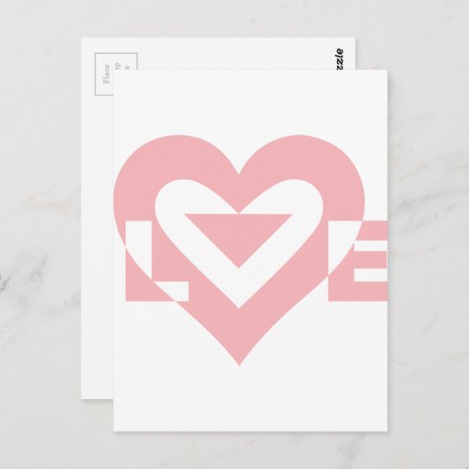 Roze liefdesafbeelding, roze briefkaart (Voorkant / Achterkant)