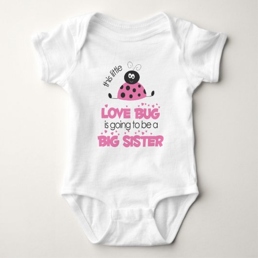 Roze liefdesbug Big Sister Romper (Voorkant)