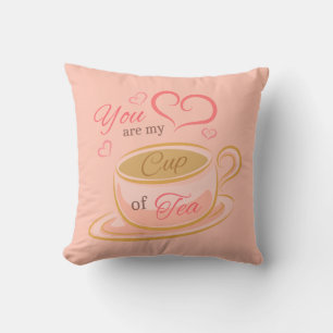 Roze liefdescitaat "Je bent mijn kopje thee" Theek Kussen