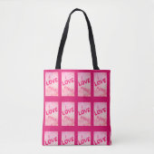 Roze liefdescoole Waterverf Design Hot Pink Tote Bag (Voorkant)