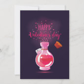 Roze Liefdesdrank Fles Happy Valentijnsdag Kaart (Voorkant)