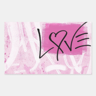 Roze liefdesgraffiti Kunstenaars Rechthoekige Sticker