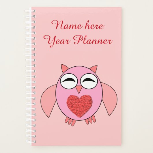 Roze liefdeshart Aangepaste planner (Voorkant)