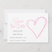 Roze liefdeshart bewaar de datum save the date (Voorkant)
