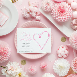 Roze liefdeshart bewaar de datum save the date