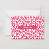 Roze Liefdeshart Dank Je Notitiekaartje (Voorkant)
