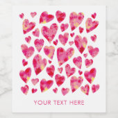 Roze Liefdeshart Gepersonaliseerd Wijn Etiket (Enkel label)