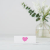 roze liefdeshart. mini visitekaartje (Staand voorkant)