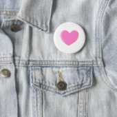 roze liefdeshart. ronde button 5,7 cm (In situ)