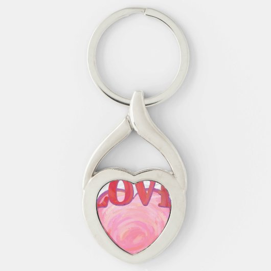  roze liefdeshart sleutelhanger (Voorkant)
