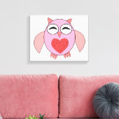 Roze Liefdeshart Uil Canvasprint Canvas Afdruk (Insitu (Woonkamer))