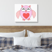 Roze Liefdeshart Uil Canvasprint Canvas Afdruk (Insitu (Slaapkamer))