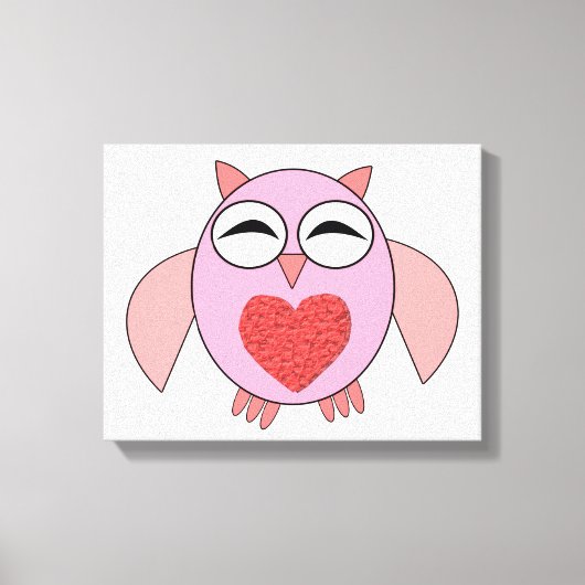 Roze Liefdeshart Uil Canvasprint Canvas Afdruk (Voorkant)